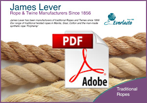 Pdf sales brochure for the James Lever Everlasto range of natural and synthetic rope ranges sold